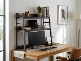 Asztali polc VERTEX 90x95 cm, fekete / dió dekoráció