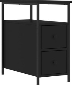 vidaXL fekete szerelt fa éjjeliszekrény 30x60x60 cm