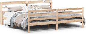 vidaXL tömör fenyőfa ágykeret fejtámlával 200 x 200 cm