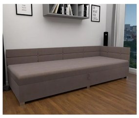 Kárpitozott vendégágy AMSTERDAM, univerzális fejtámlával és tárolóhellyel 90x200 cm, bézs