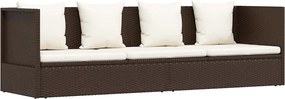 vidaXL barna polyrattan kerti ágy hát- és ülőpárnákkal