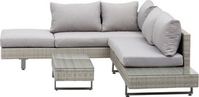 Outsunny 3 Részes Rattan Bútor Szett Középkasztal, Két- és Háromszemélyes Kanapé Leválasztható Párnákkal Kültéri Kertteraszhoz Szürke Acélból | Aosom