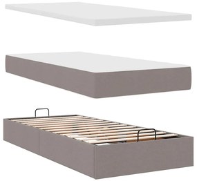 tópszínű szövet ottomán ágy matraccal &amp; LED-ek 90x200 cm