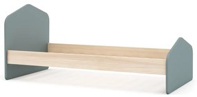 Natúr színű-szürkészöld gyerekágy ágyráccsal 90x190 cm borovi fenyő dekorral Estefania – Marckeric