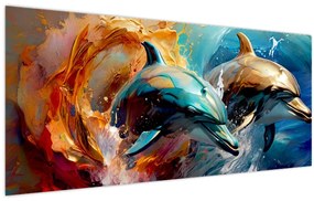 Kép - Delfin festmény (120x50 cm)