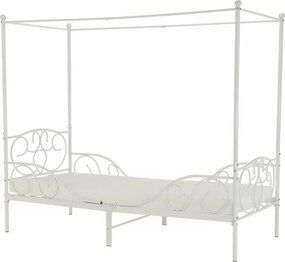 Fém ágyégbolttal, fehér, 90x200, ADELISA