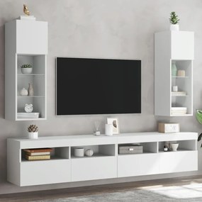 2 db fehér TV-szekrény LED-világítással 30,5 x 30 x 90 cm