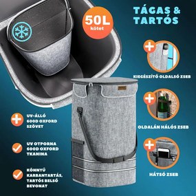 COMFORT bevásárlótáska lépcsőjáró kerekekkel, 50l, szürke Jurhan