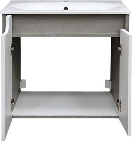 Piramida EURIDIKA fali fürdőszobabútor - műmárvány mosdóval -2 ajtós - FEHÉR-SZÜRKE - 65 x 48 x 62 cm