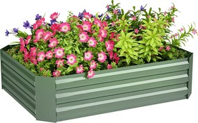 Outsunny Felső Emelt Kertágy acélból, Ültetőágy Hidegkeret Kertágy Virágtartó állítható, Ültetődoboz Zöldségágy 120x90x30cm Kert Balkonra, Virág, Növé