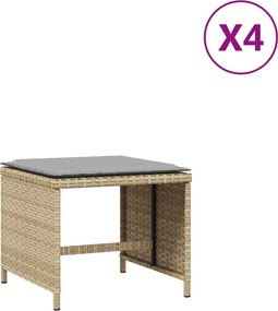 vidaXL 4 db vegyes bézs polyrattan kerti szék párnával 40x40x35 cm