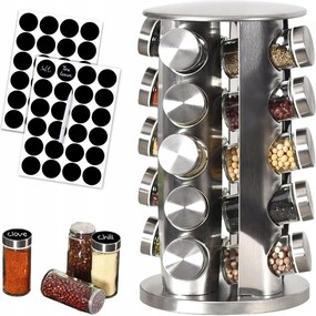 Forgó Fűszertartó Állvány 20DB-OS Befőttes Üveg Fűszertartó Szett