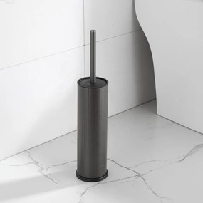 Viva NERO WC-kefe tartó - hengeres - GUN METAL - fürdőszobai kiegészítő