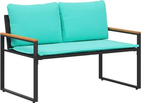 vidaXL pad párnával Fekete és Türkiz 115 x 65 x 72 cm Rattan