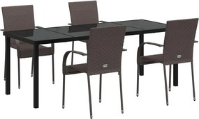 vidaXL Kert étkező szett 5 pcs Barna Porszórt acél