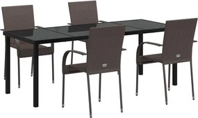 vidaXL Kert étkező szett 5 pcs Barna Porszórt acél