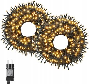 Led fényfüzér 20m meleg fehér kültéri karácsonyfa lámpa 8 üzemmód