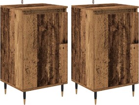 vidaXL Széf 2 pcs Öreg fa 40 x 35 x 70 cm Műszaki fa és vas