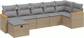 vidaXL 7 részes vegyes bézs polyrattan kerti ülőgarnitúra párnákkal