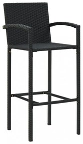 4 db fekete polyrattan bárszék