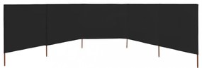 fekete 5 paneles szövet szélfogó 600 x 120 cm