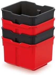 Műanyag dobozok 157x140x105mm Black/Red 4db