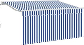 vidaXL Behúzható napellenző Kék és Fehér 300 x 200 cm