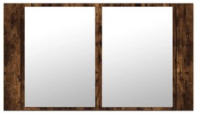 füstös tölgy akril LED-es tükrös fürdőszobaszekrény 80x12x45 cm