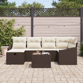 Kerti Kanapé Szett 7 pcs Barna 55 x 62 x 69 cm Poli rattan