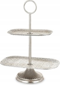 Emeletes patera ezüst fém sütemény gyümölcs glamour dekoráció