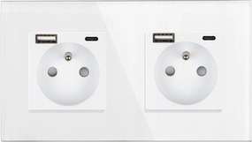Dupla Érintkezős Flex Aljzat Tűvel Üveg Usb A+c 2x1 Fehér