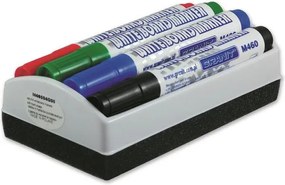 Táblamarker készlet, 2-3 mm, kúpos, tolltartóval, GRANIT M460, 4 különböző szín + táblatörlő (TGM460W)