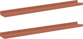 vidaXL Falpolc polcokkal tárolóval 2 pcs Piros 80 x 9 x 3 cm Faanyag