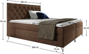 Boxspring ágy, 180x200, barna Velvet szövet, GULIETTE + ajándék