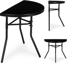 Kerti asztal, MultiGarden SC-090-1, fekete, 70 x 40 cm, magasság: 64 cm, félköríves, edzett üveglap, porszórt acél váz