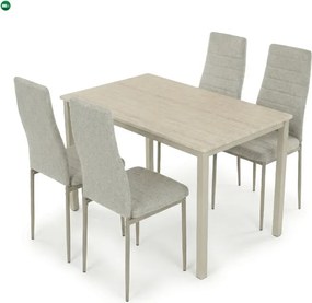 4 személyes étkezőszett szürke székekkel, krémszínű asztallal, asztal méret: 110x70x75cm, ASE-1039 CRM2