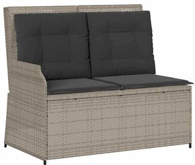 Kerti pad párnával Világosszürke Poli rattan