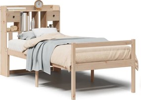 vidaXL tömör fenyőfa könyvespolcos ágy matrac nélkül 90 x 190 cm