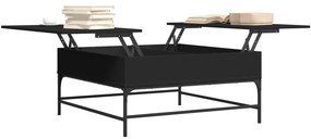 Fekete szerelt fa és fém dohányzóasztal 95 x 95 x 45 cm