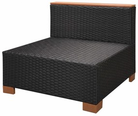 9-részes fekete polyrattan kerti bútorszett párnákkal