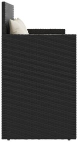 fekete polyrattan kerti pad párnával