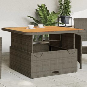 vidaXL szürke polyrattan és akácfa kerti asztal 110 x 110 x 71 cm