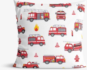 Goldea gyerek pamut párnahuzat - tűzoltóautók 40 x 40 cm