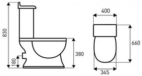 Retro KR-13 monoblokkos wc hátsó kifolyással cm