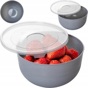Konyhai Tál Műanyag Fedővel Szürke 1,2 L