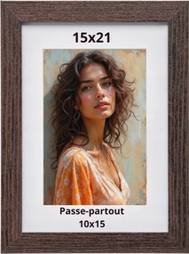Képkeret 15x21-es méretben Passe-partout 10x15 Sötétbarna