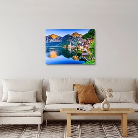 Kép - Alpesi falu (üvegen) (70x50 cm)