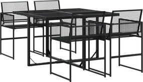 vidaXL 5 részes fekete polyrattan kerti étkezőgarnitúra