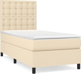 vidaXL krémszínű szövet rugós ágy matraccal 80 x 200 cm