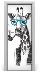 Poszter tapéta ajtóra zsiráfok szemüveg 75x205 cm